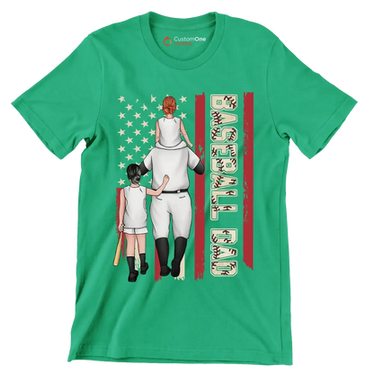 Baseball Dad - Father’s Day T-Shirt-Green-S-Custom One Express