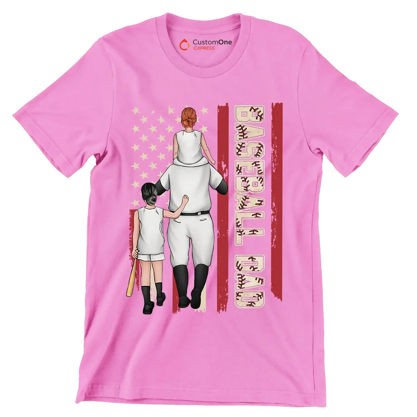 Baseball Dad - Father’s Day T-Shirt-Pink-S-Custom One Express