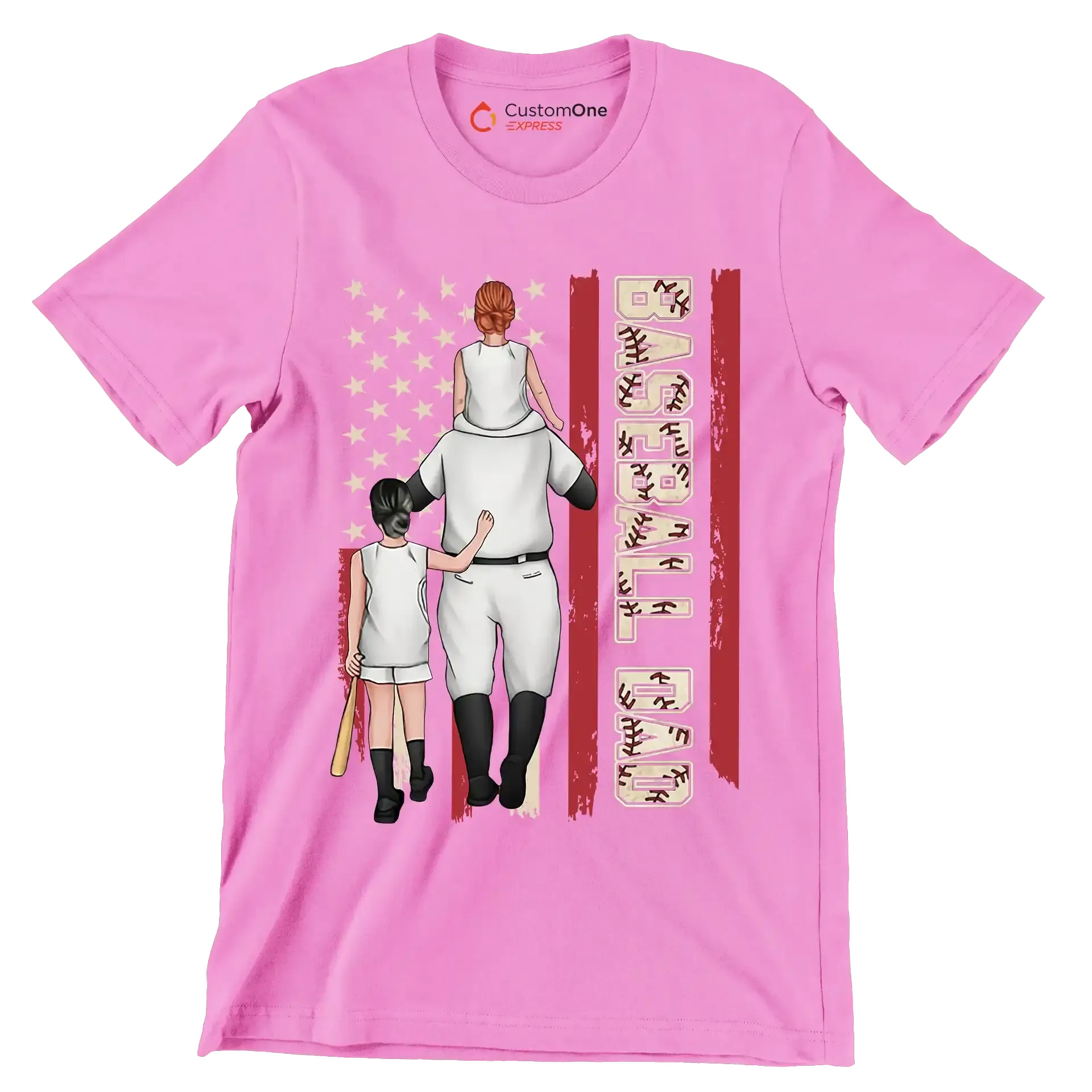 Baseball Dad - Father’s Day T-Shirt-Pink-S-Custom One Express