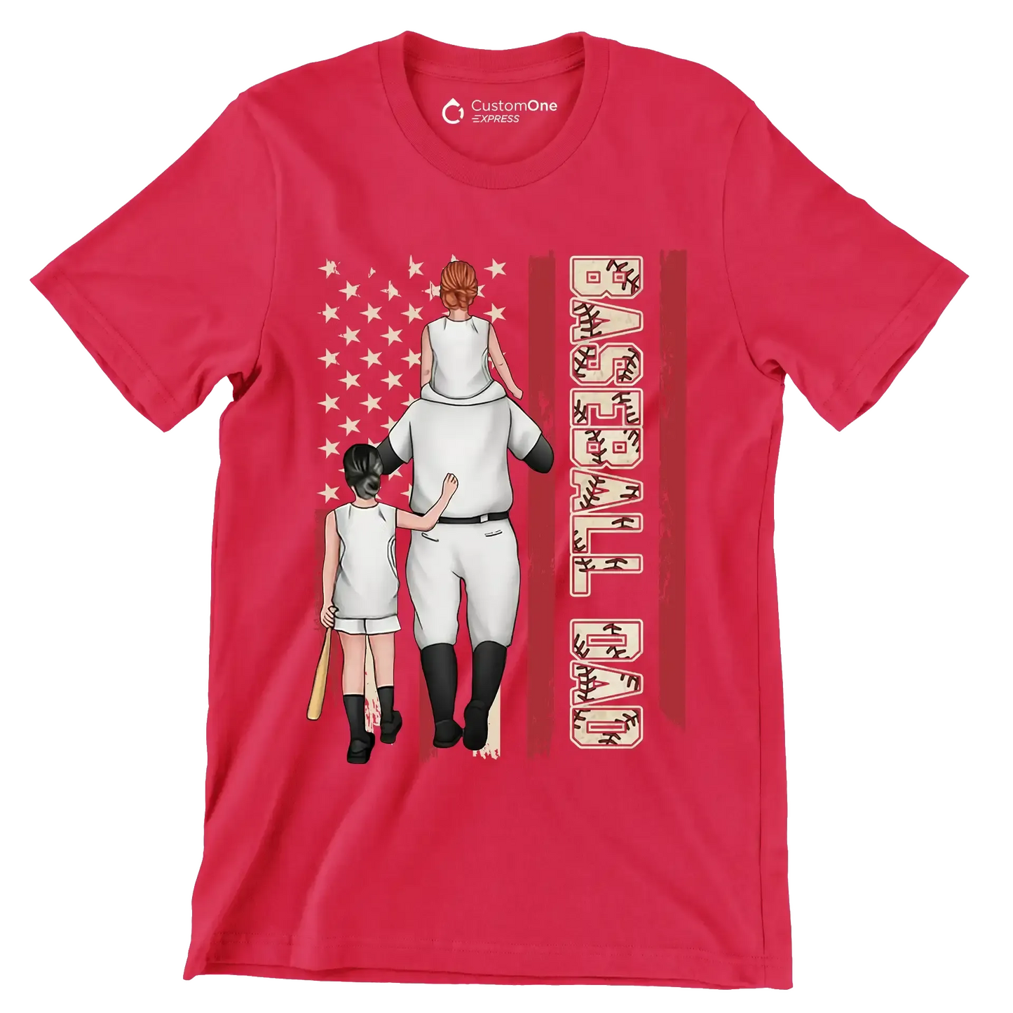 Baseball Dad - Father’s Day T-Shirt-Red-S-Custom One Express
