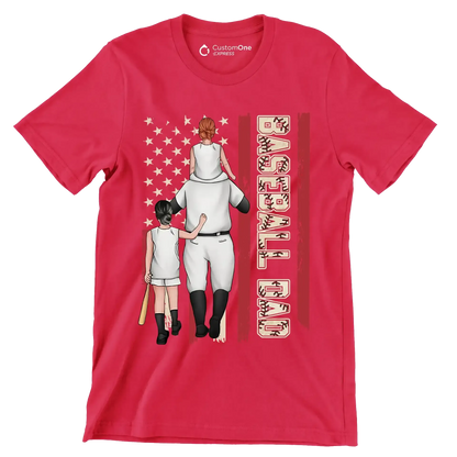 Baseball Dad - Father’s Day T-Shirt-Red-S-Custom One Express