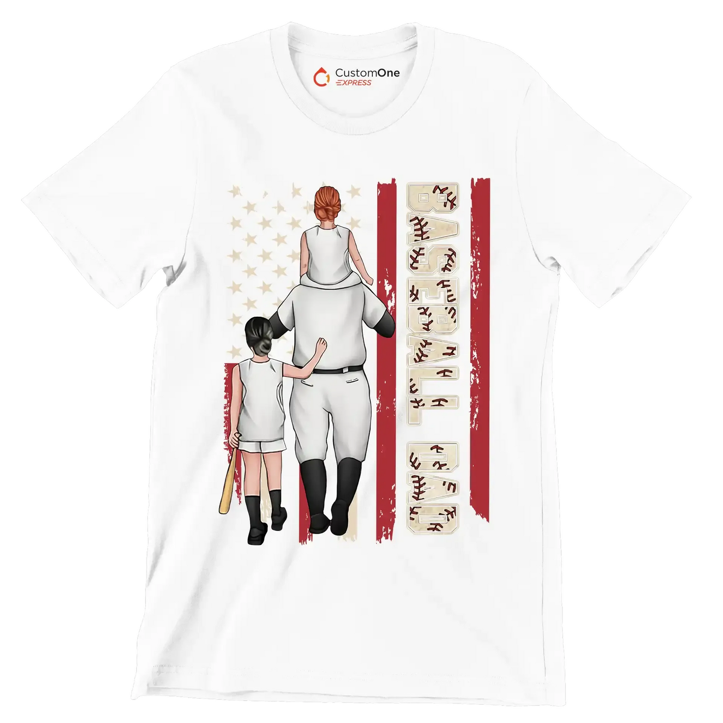 Baseball Dad - Father’s Day T-Shirt-White-S-Custom One Express
