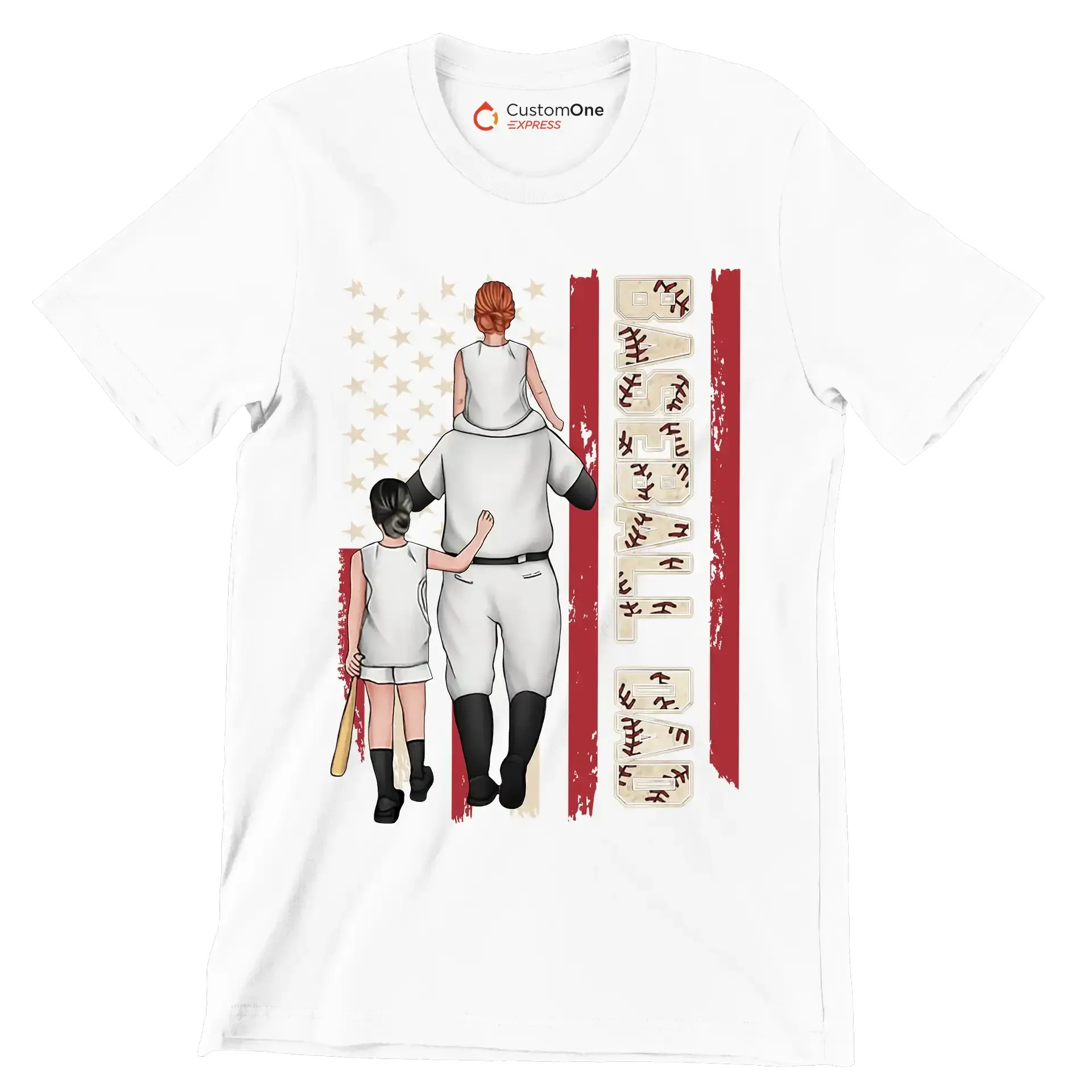 Baseball Dad - Father’s Day T-Shirt-White-S-Custom One Express