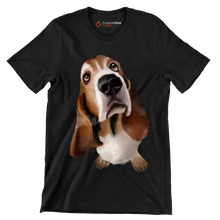 Basset_Hound_Head - Dog Themed T-Shirt-Black-S-Custom One Express