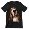 Basset_Hound_Head - Dog Themed T-Shirt-Black-S-Custom One Express