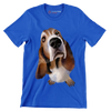 Basset_Hound_Head - Dog Themed T-Shirt-Blue-S-Custom One Express