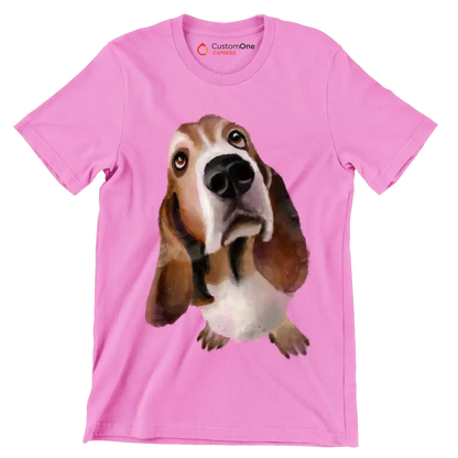 Basset_Hound_Head - Dog Themed T-Shirt-Pink-S-Custom One Express