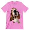 Basset_Hound_Head - Dog Themed T-Shirt-Pink-S-Custom One Express