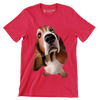 Basset_Hound_Head - Dog Themed T-Shirt-Red-S-Custom One Express