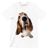 Basset_Hound_Head - Dog Themed T-Shirt-White-S-Custom One Express