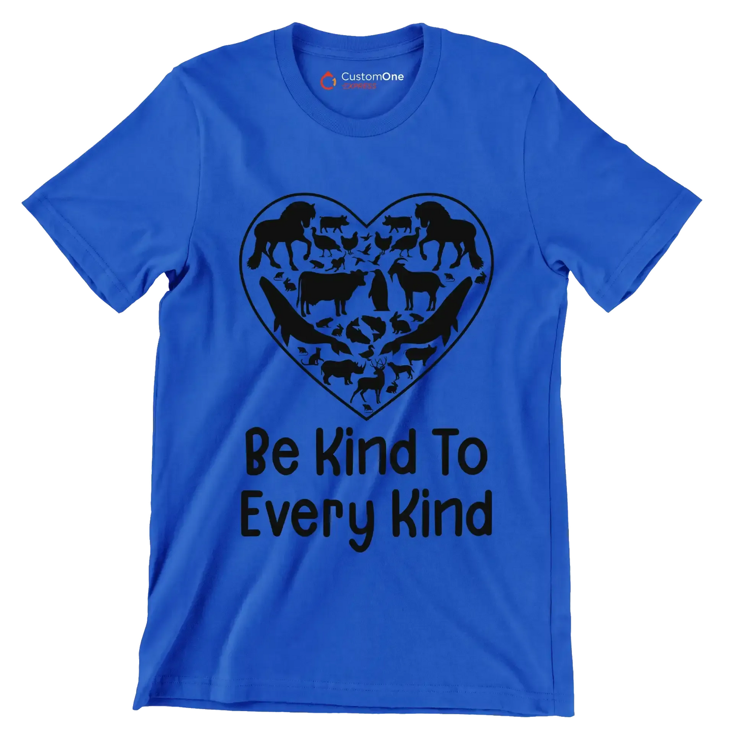 Be kind to Every kind - Vegan Themed T-Shirt-Blue-S-Custom One Express