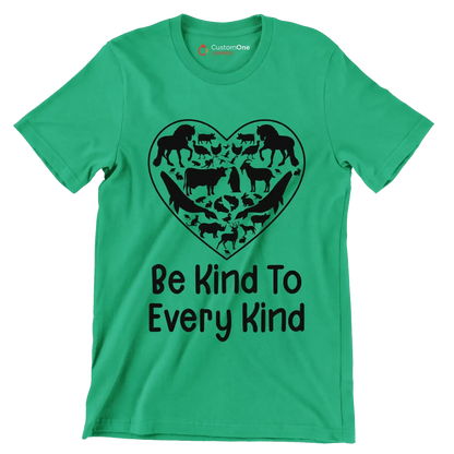 Be kind to Every kind - Vegan Themed T-Shirt-Green-S-Custom One Express