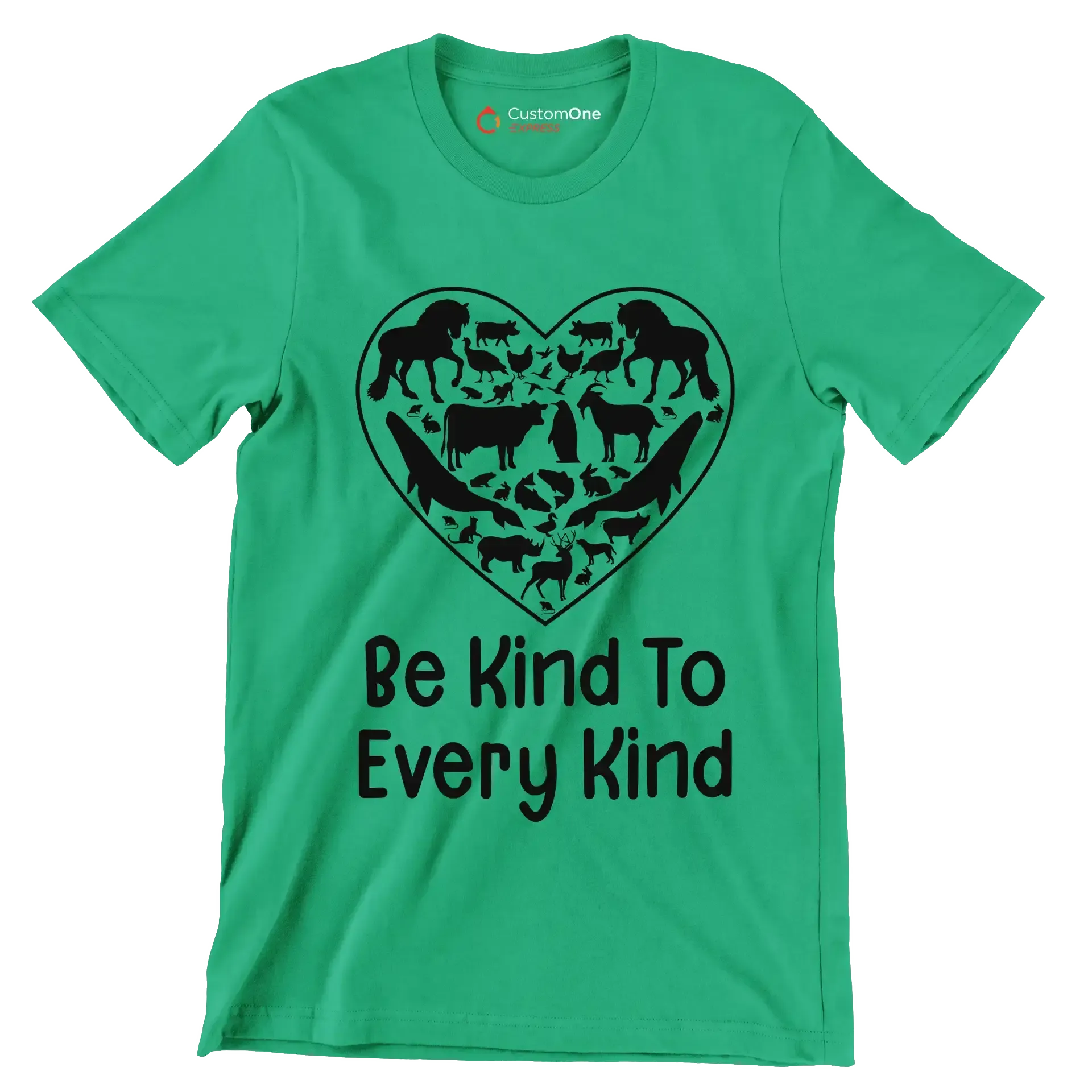 Be kind to Every kind - Vegan Themed T-Shirt-Green-S-Custom One Express