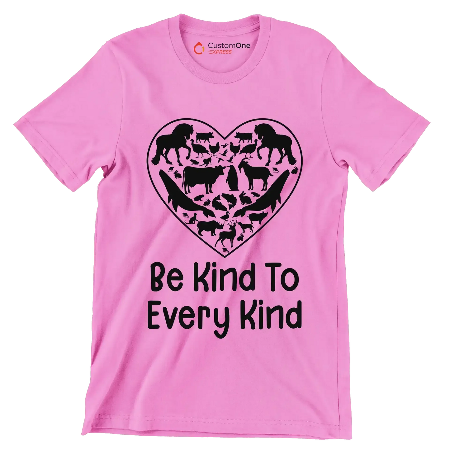 Be kind to Every kind - Vegan Themed T-Shirt-Pink-S-Custom One Express