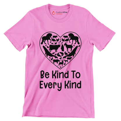 Be kind to Every kind - Vegan Themed T-Shirt-Pink-S-Custom One Express