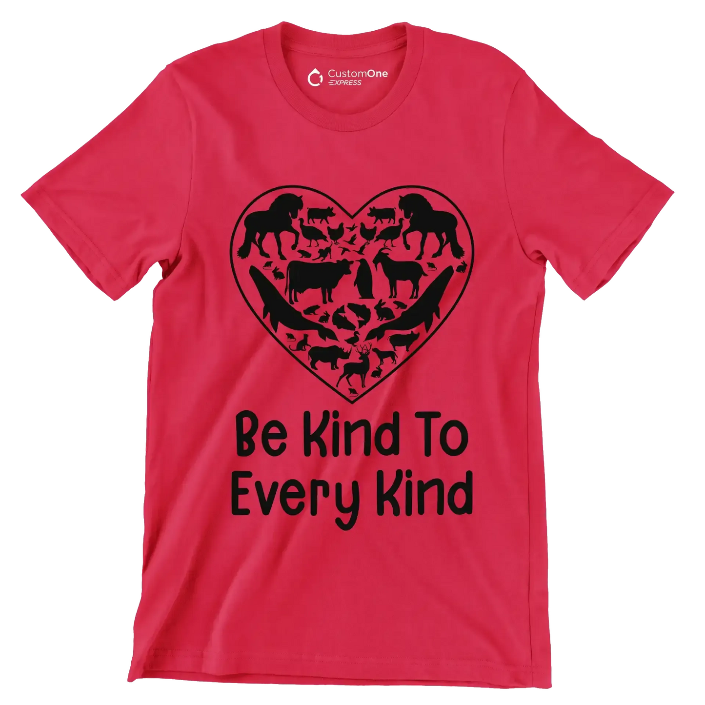 Be kind to Every kind - Vegan Themed T-Shirt-Red-S-Custom One Express