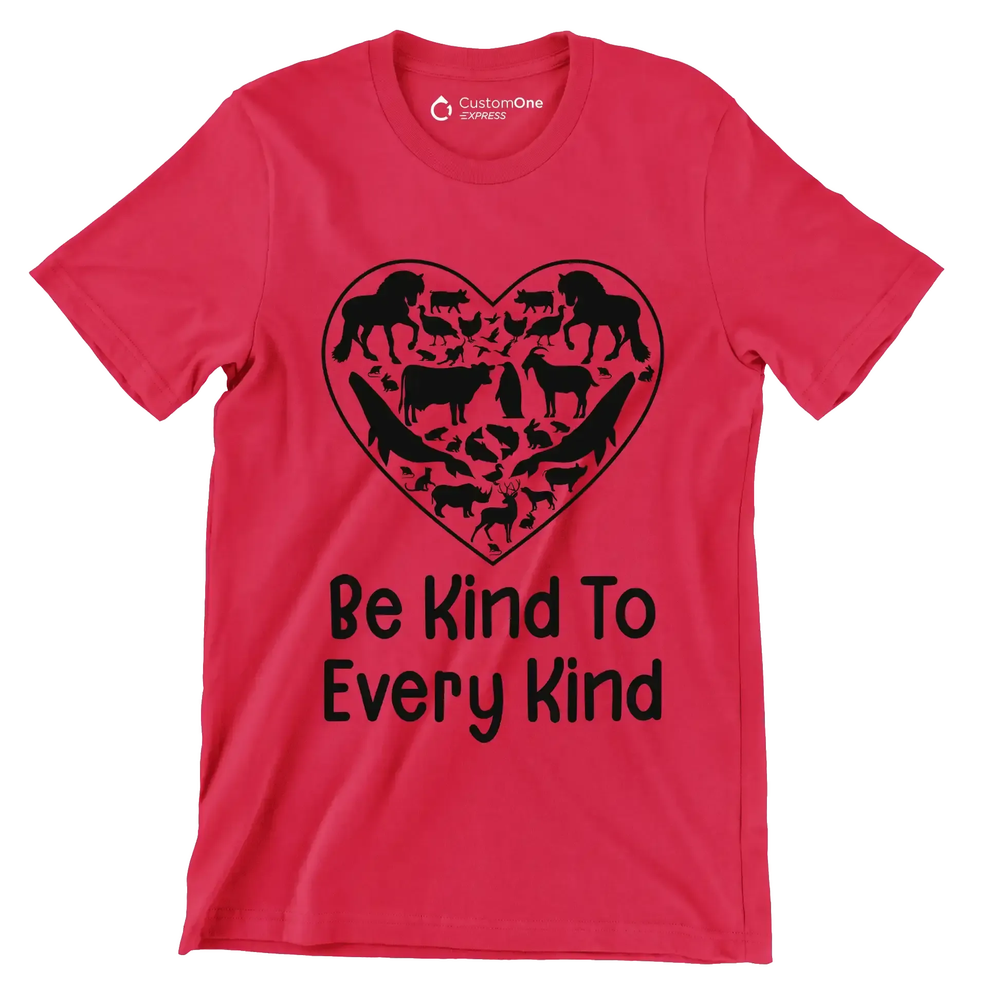 Be kind to Every kind - Vegan Themed T-Shirt-Red-S-Custom One Express