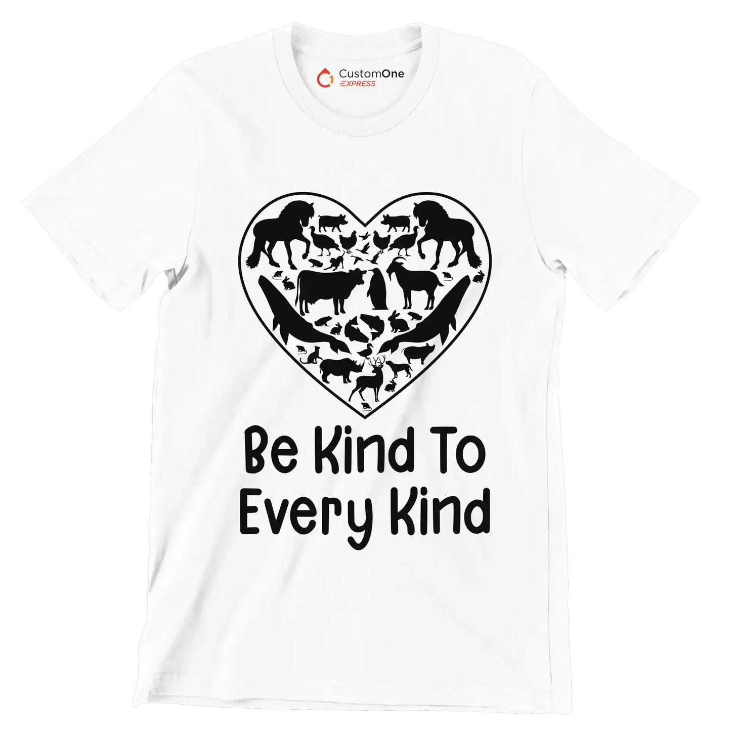 Be kind to Every kind - Vegan Themed T-Shirt-White-S-Custom One Express