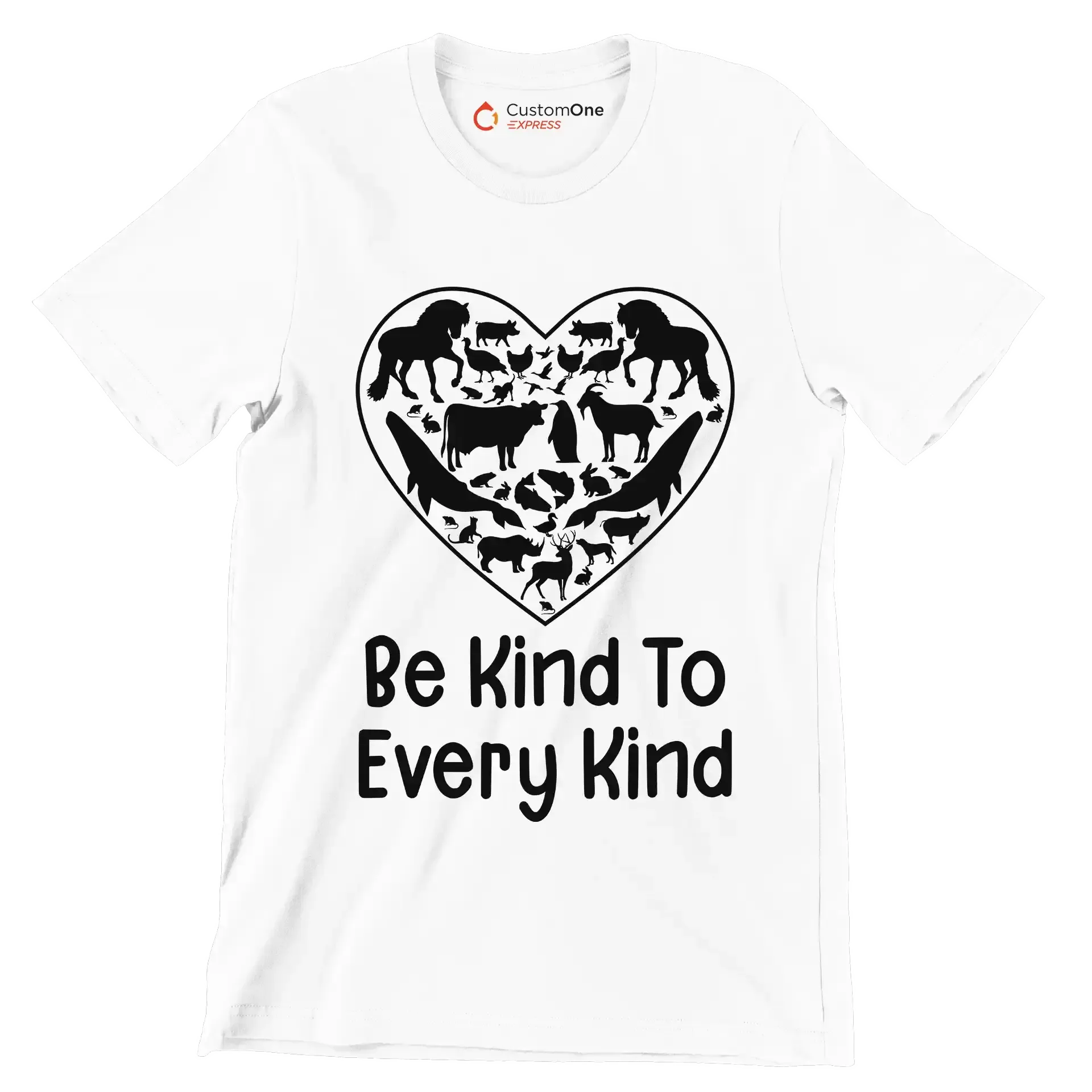 Be kind to Every kind - Vegan Themed T-Shirt-White-S-Custom One Express