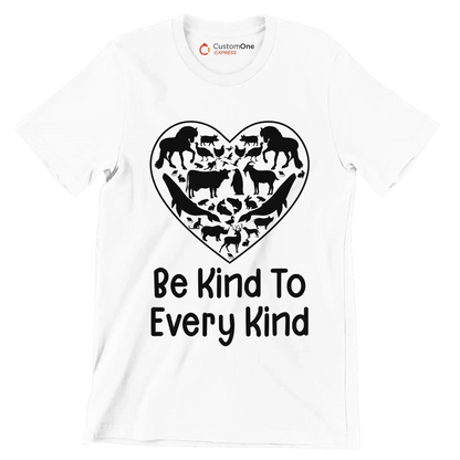 Be kind to Every kind - Vegan Themed T-Shirt-White-S-Custom One Express