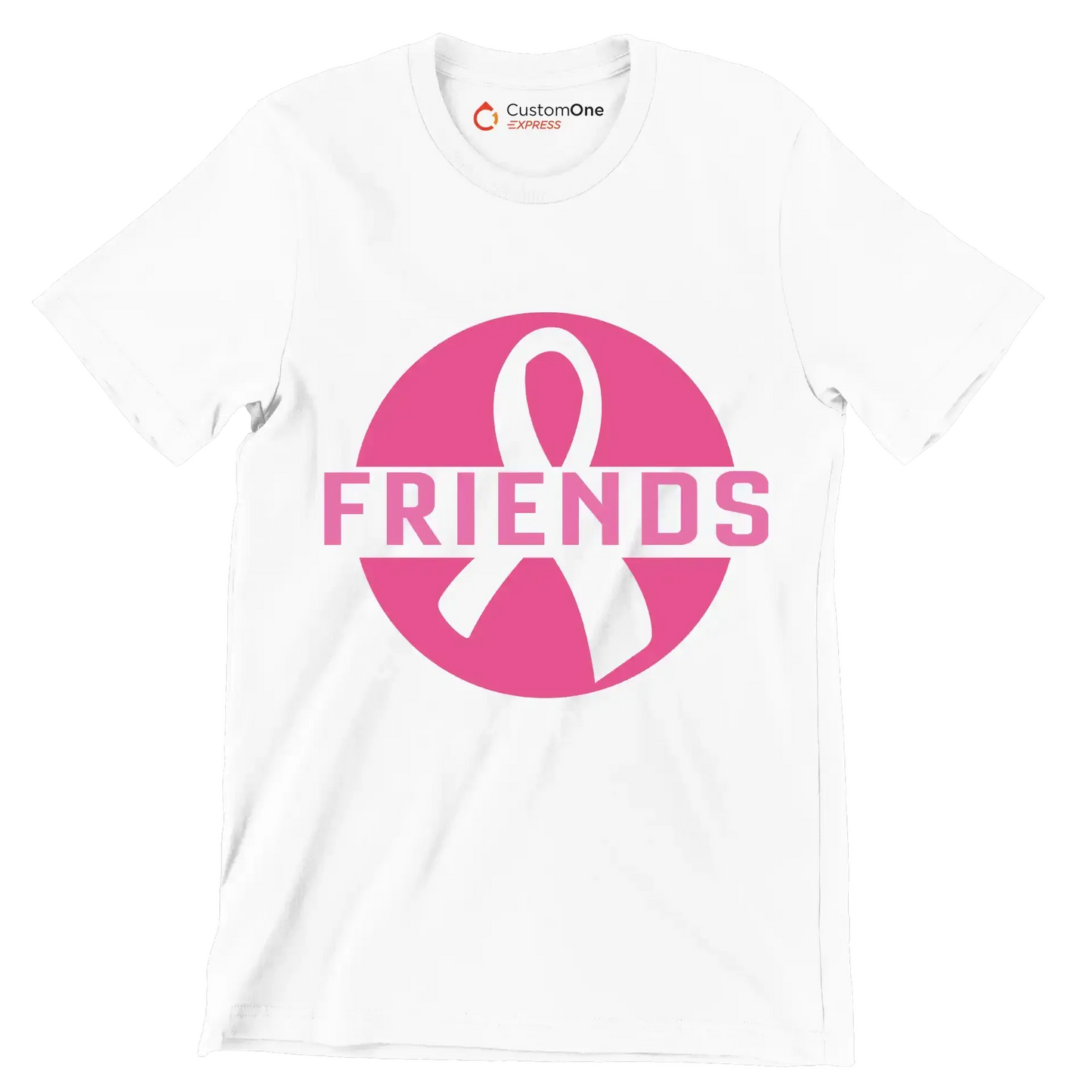 Because friends don_t let friends fight cancer alone - Breast Cancer Awareness T-Shirt-White-S-Custom One Express