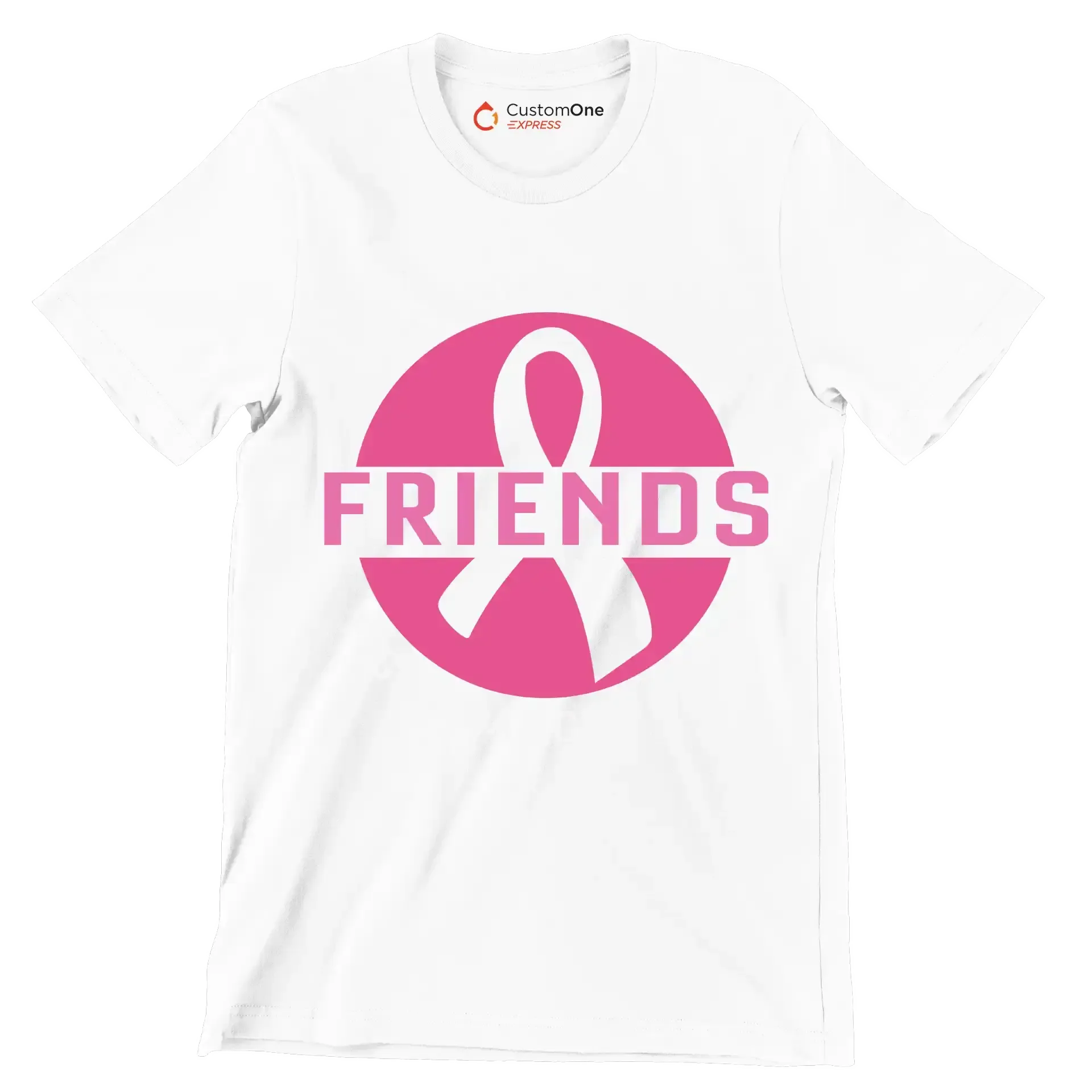 Because friends don_t let friends fight cancer alone - Breast Cancer Awareness T-Shirt-White-S-Custom One Express