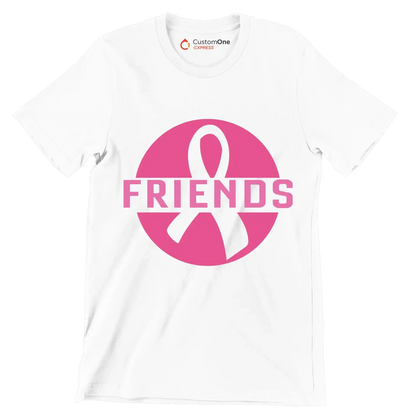 Because friends don_t let friends fight cancer alone - Breast Cancer Awareness T-Shirt-White-S-Custom One Express