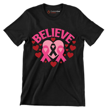 Believe - Breast Cancer Awareness T-Shirt-Black-S-Custom One Express