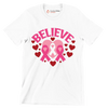 Believe - Breast Cancer Awareness T-Shirt-White-S-Custom One Express