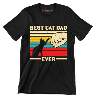 Best Cat Dad Ever - Cat Themed T-Shirt-Black-S-Custom One Express
