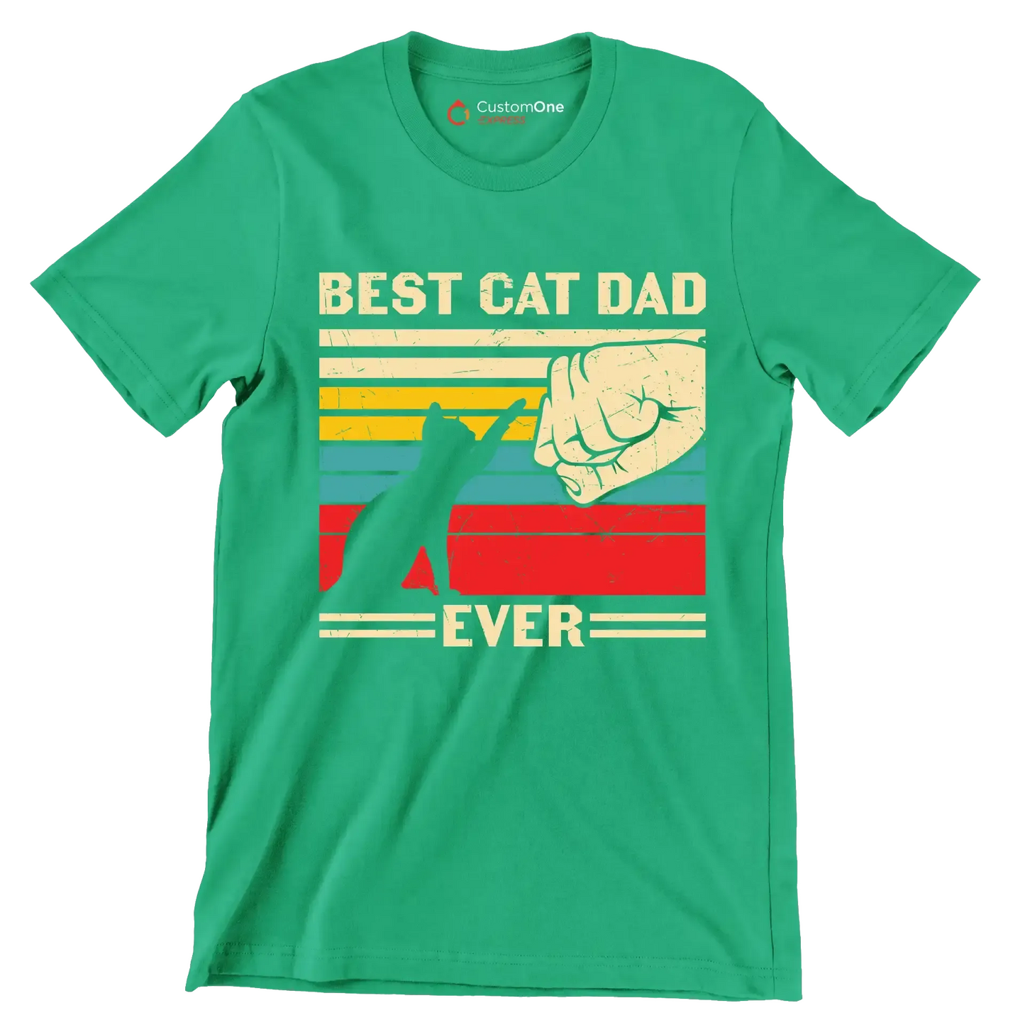 Best Cat Dad Ever - Cat Themed T-Shirt-Green-S-Custom One Express