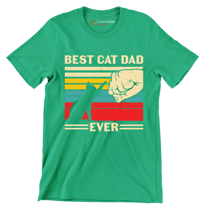 Best Cat Dad Ever - Cat Themed T-Shirt-Green-S-Custom One Express