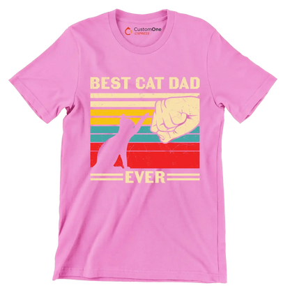 Best Cat Dad Ever - Cat Themed T-Shirt-Pink-S-Custom One Express