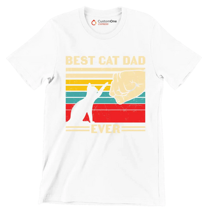 Best Cat Dad Ever - Cat Themed T-Shirt-White-S-Custom One Express