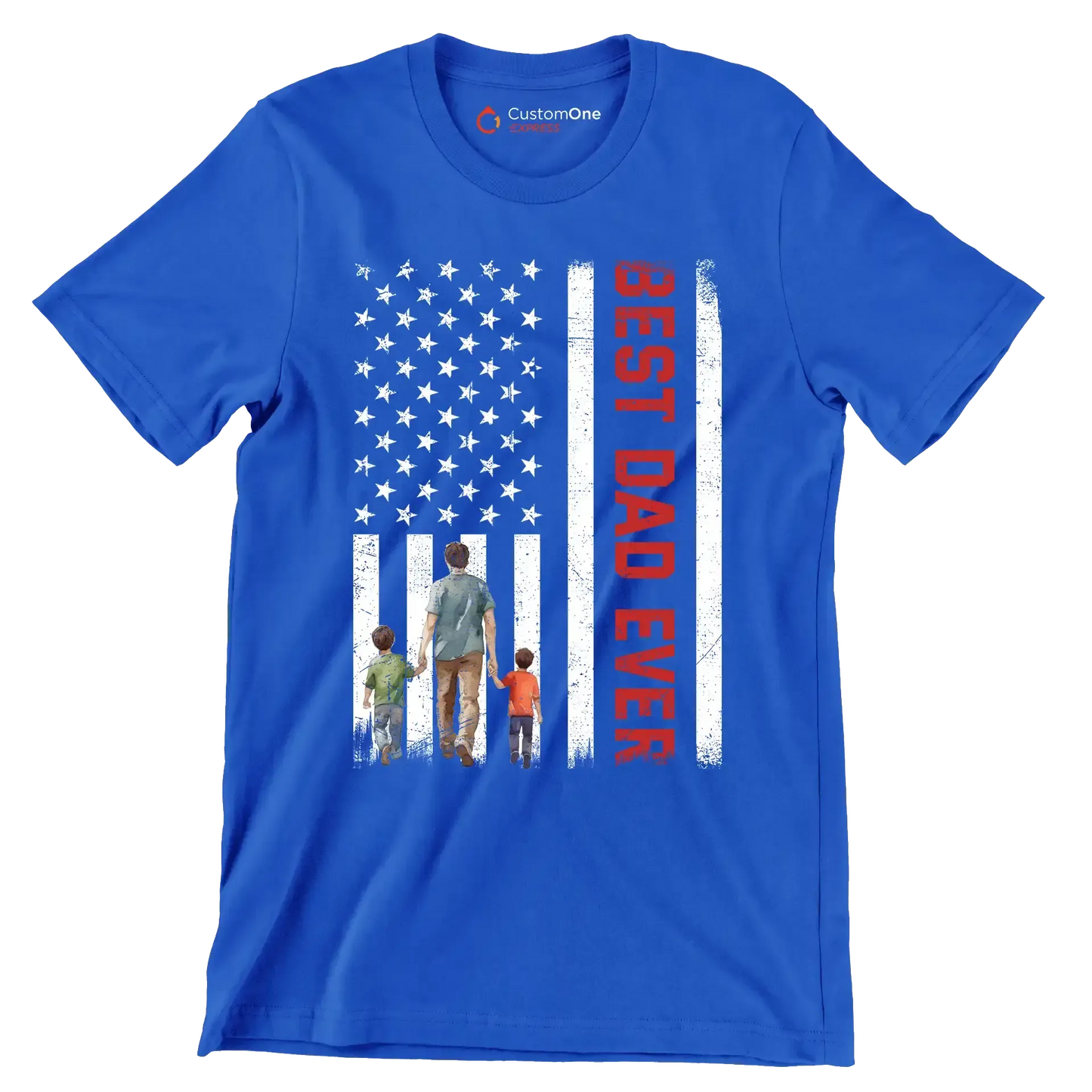 Best Dad Ever - Father’s Day T-Shirt-Blue-S-Custom One Express