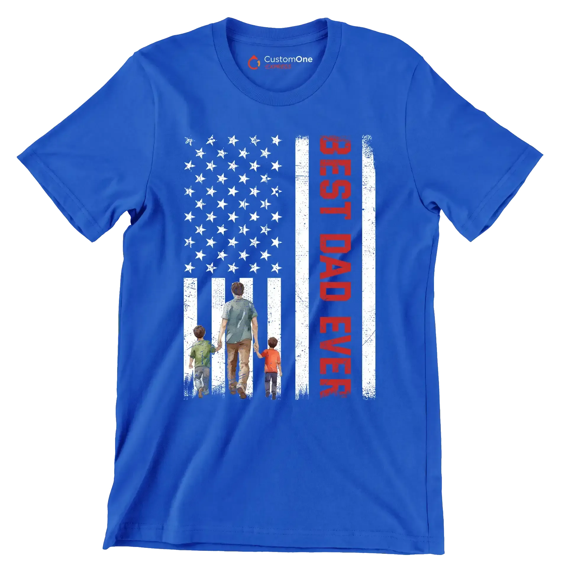 Best Dad Ever - Father’s Day T-Shirt-Blue-S-Custom One Express