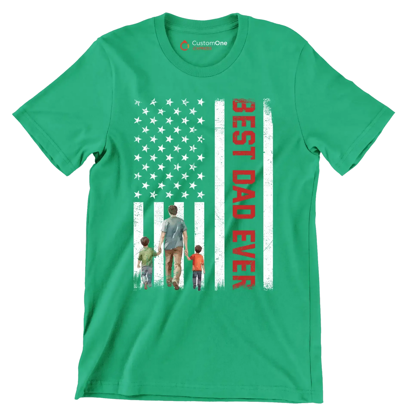 Best Dad Ever - Father’s Day T-Shirt-Green-S-Custom One Express