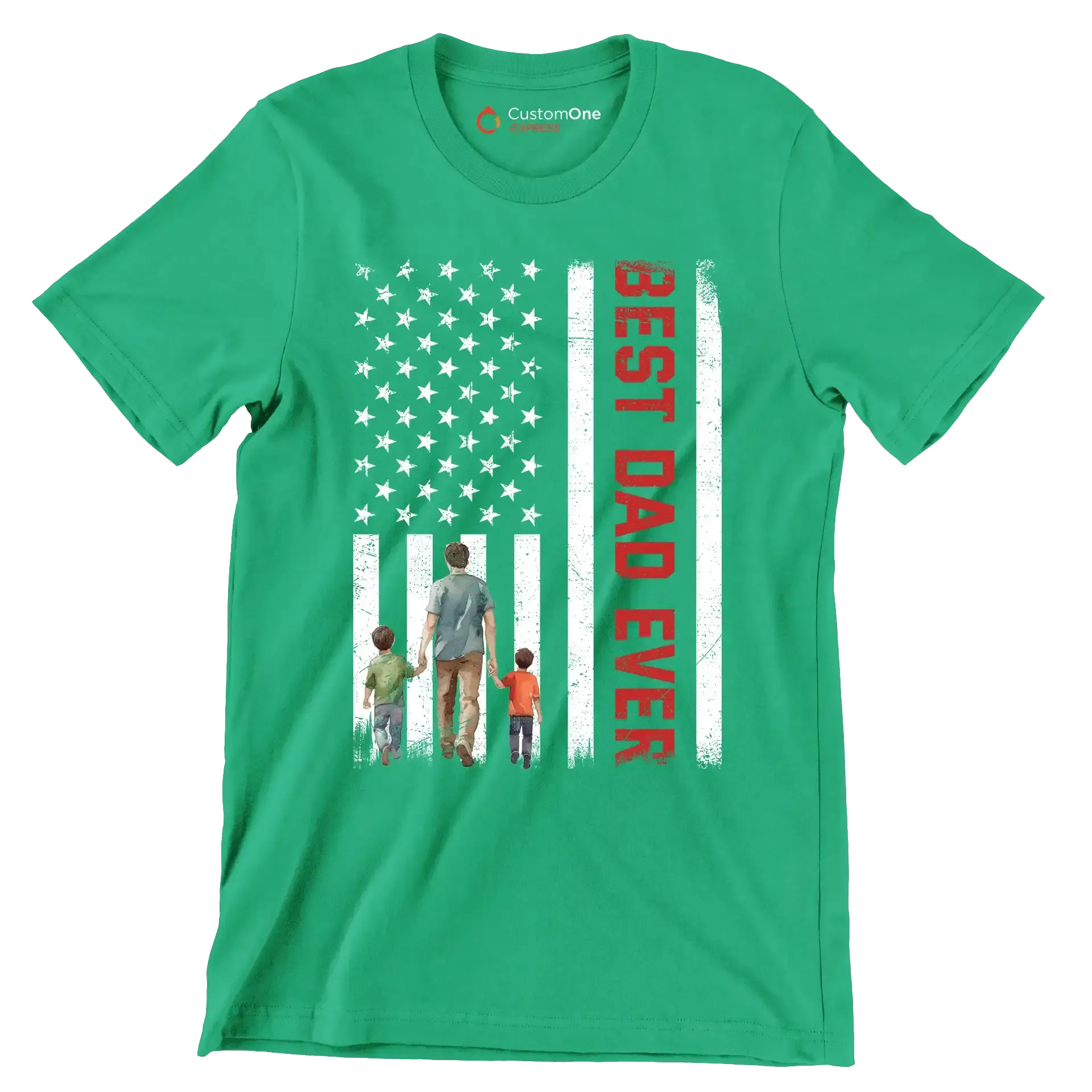 Best Dad Ever - Father’s Day T-Shirt-Green-S-Custom One Express