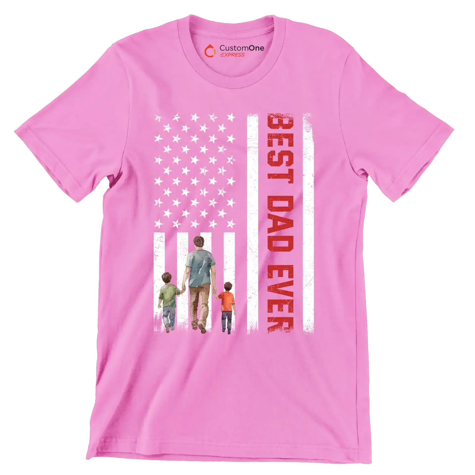 Best Dad Ever - Father’s Day T-Shirt-Pink-S-Custom One Express