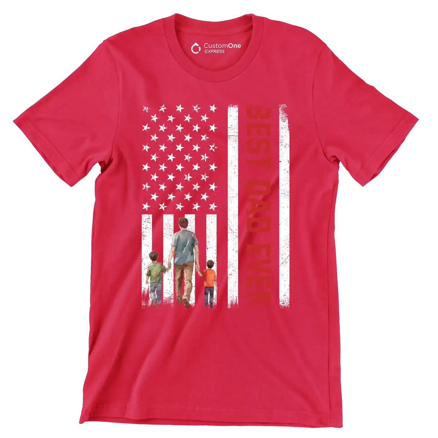Best Dad Ever - Father’s Day T-Shirt-Red-S-Custom One Express