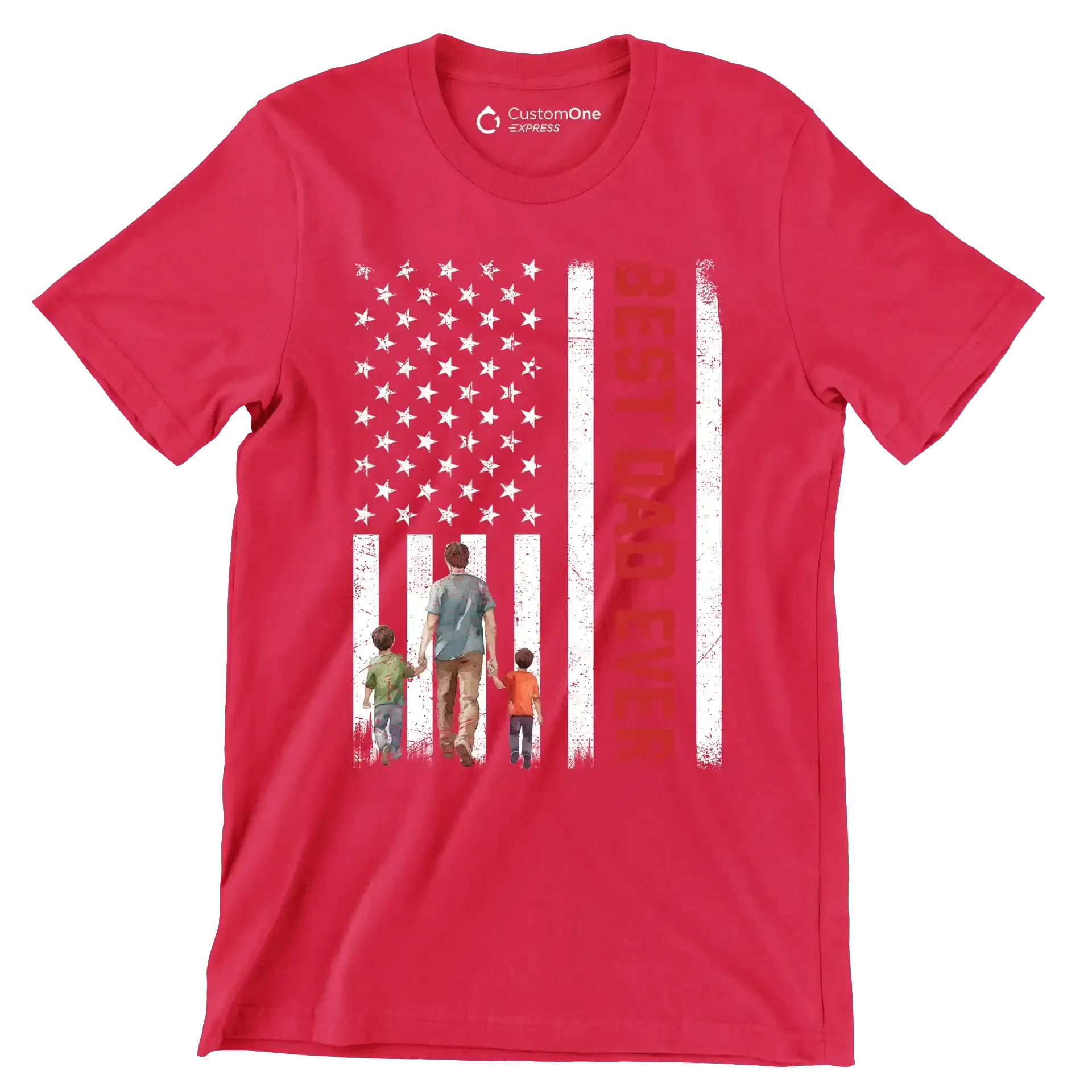 Best Dad Ever - Father’s Day T-Shirt-Red-S-Custom One Express