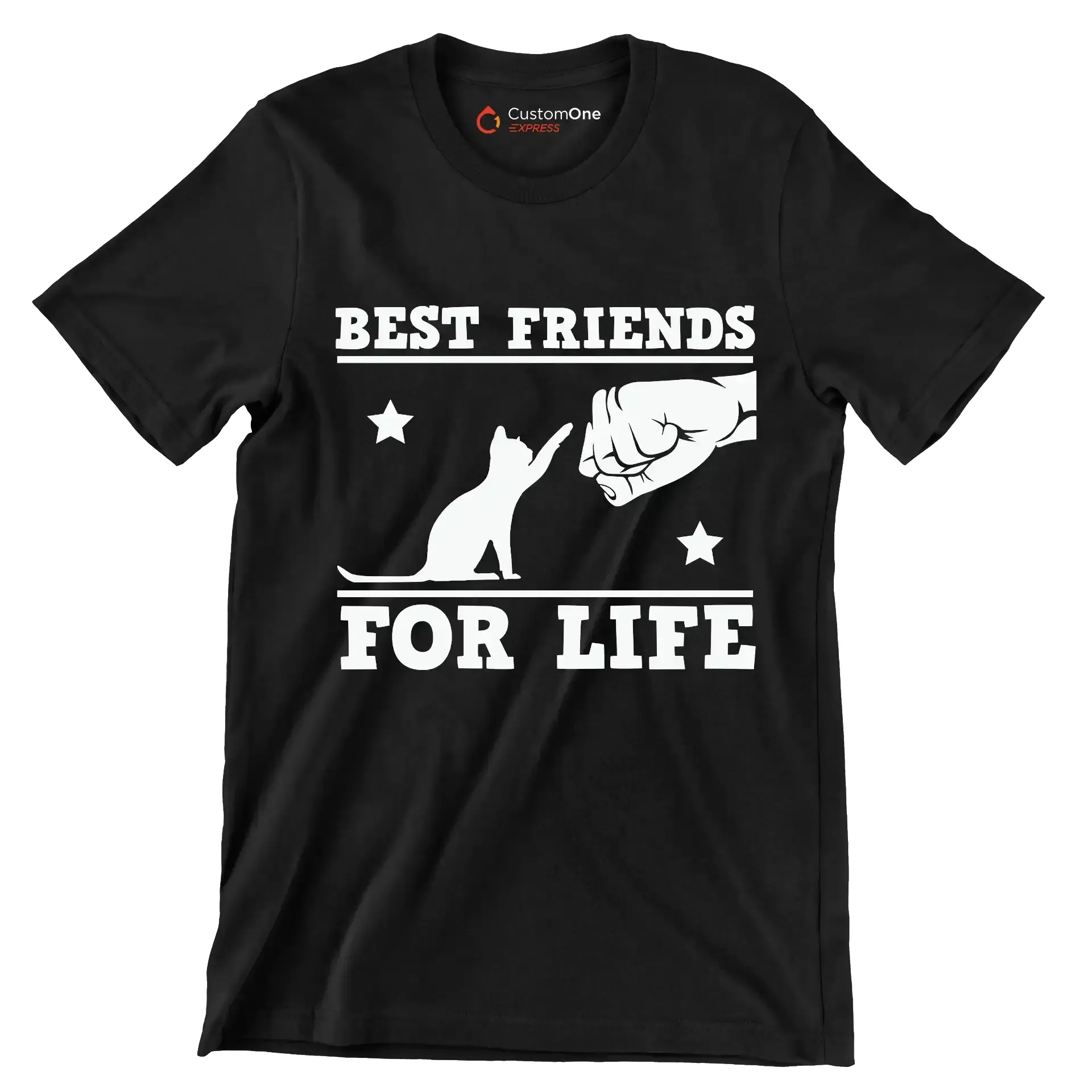 Best Friends For Life Cat - Cat Themed T-Shirt-Black-S-Custom One Express