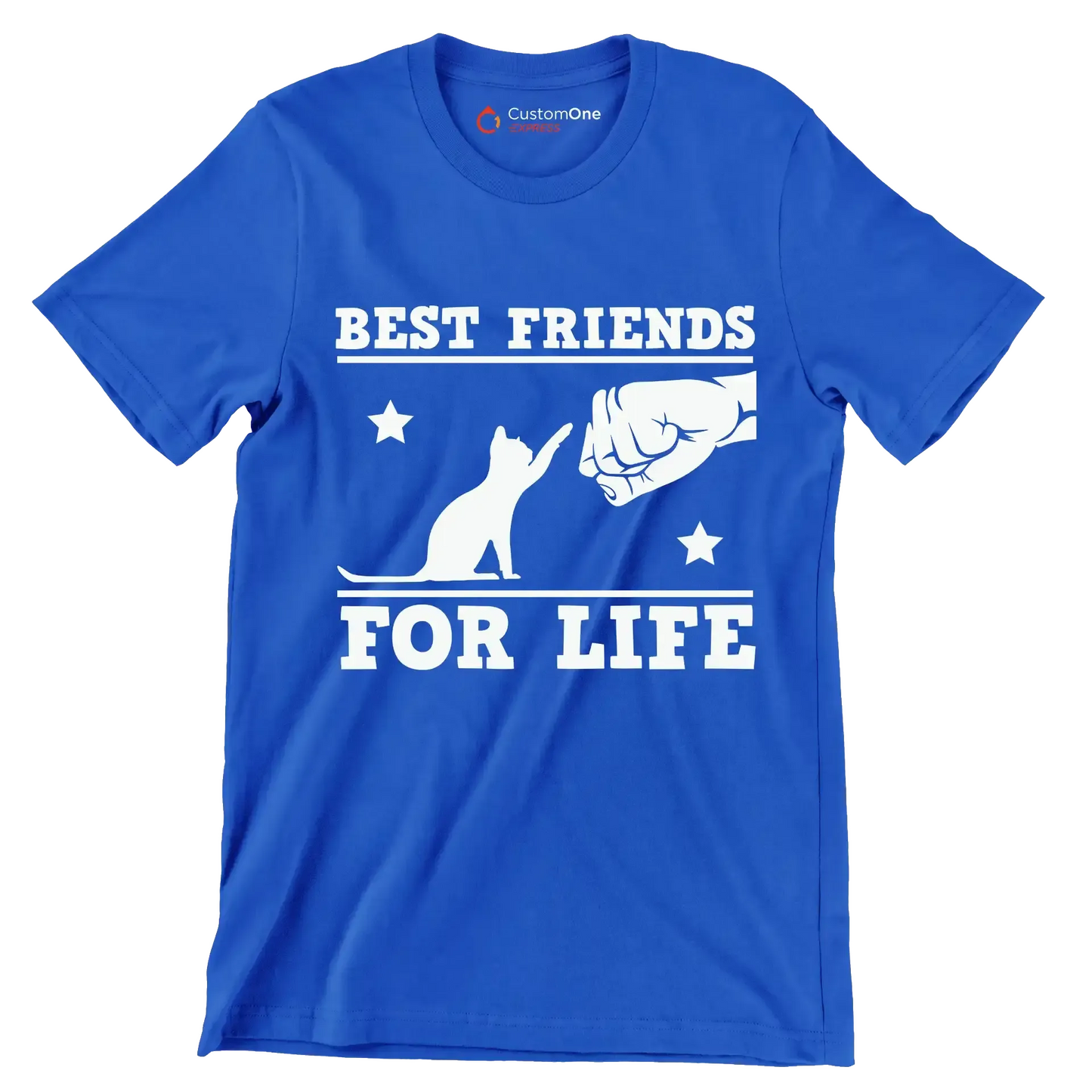 Best Friends For Life Cat - Cat Themed T-Shirt-Blue-S-Custom One Express