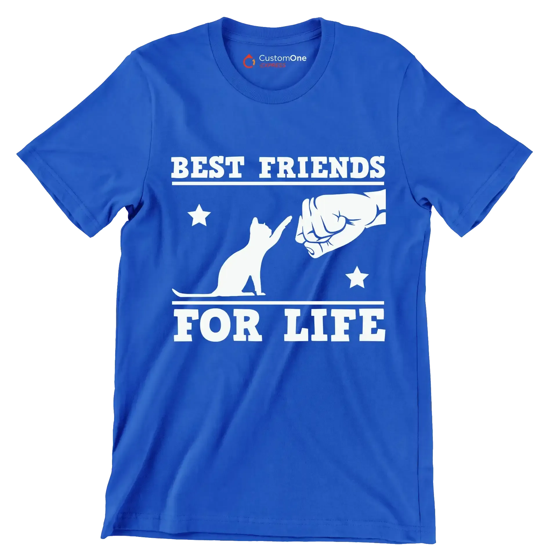 Best Friends For Life Cat - Cat Themed T-Shirt-Blue-S-Custom One Express