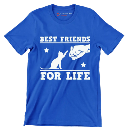 Best Friends For Life Cat - Cat Themed T-Shirt-Blue-S-Custom One Express