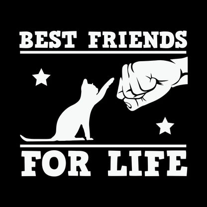 Best Friends For Life Cat - Cat Themed T-Shirt-Black-S-Custom One Express