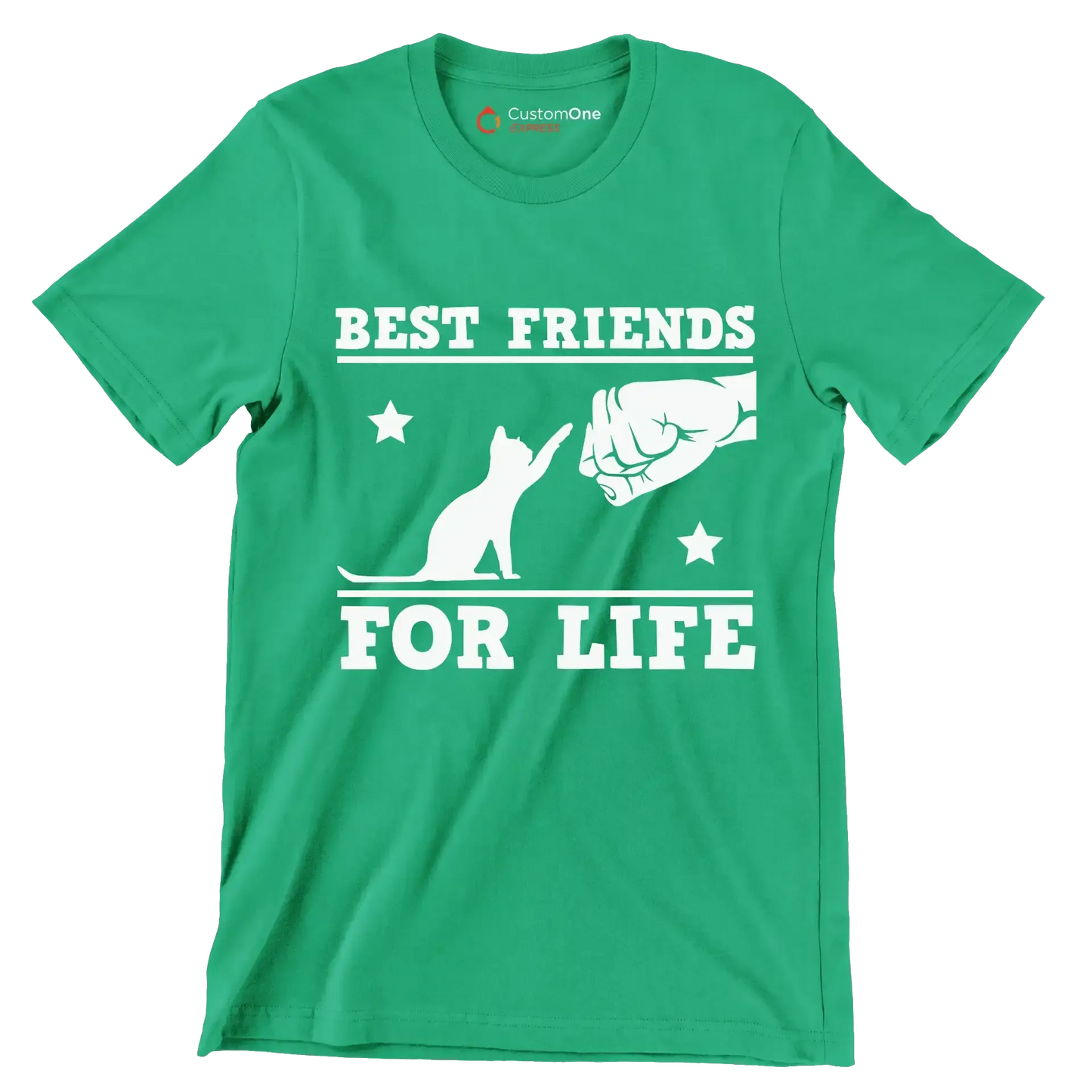 Best Friends For Life Cat - Cat Themed T-Shirt-Green-S-Custom One Express