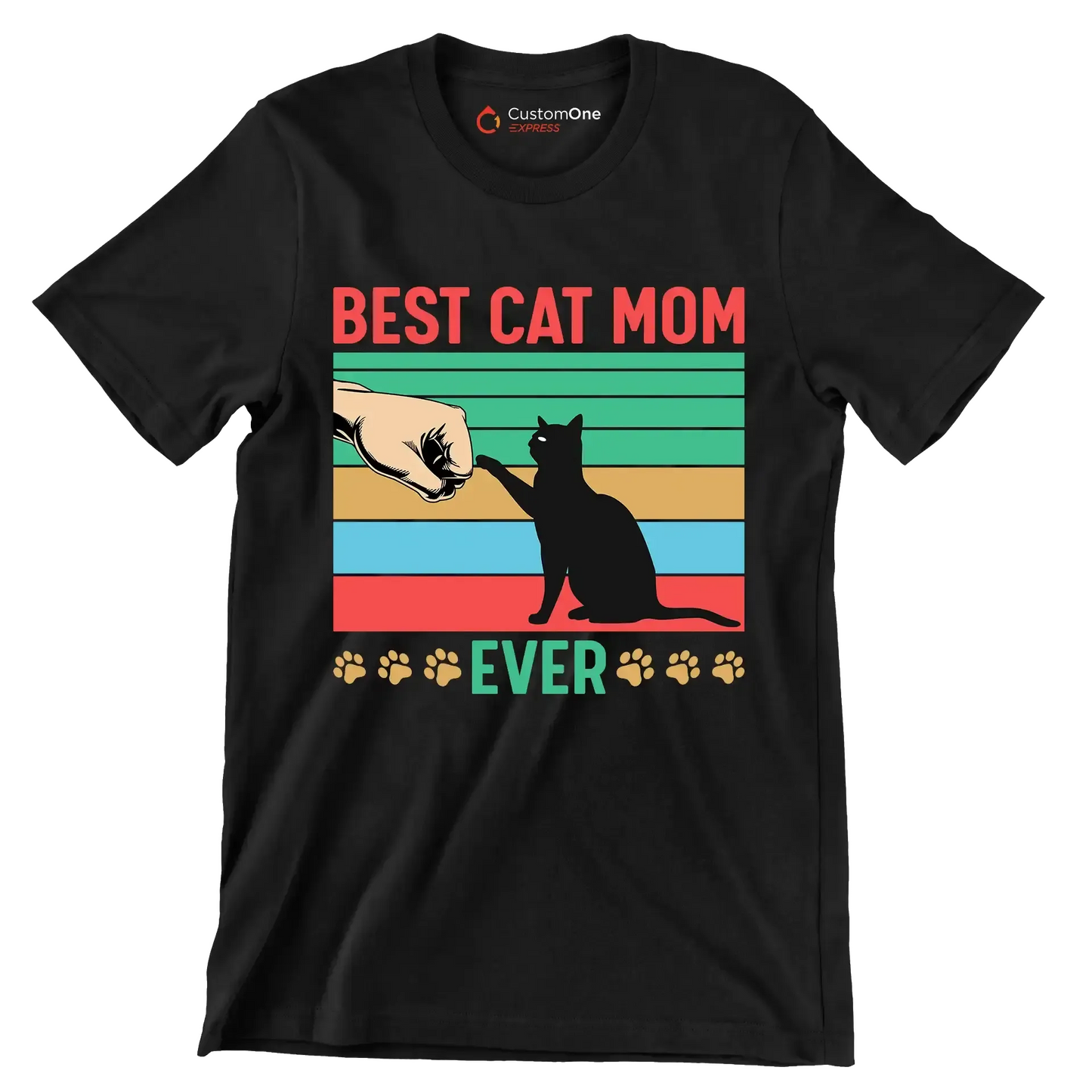 Best cat mom ever - Cat Themed T-Shirt-Black-S-Custom One Express