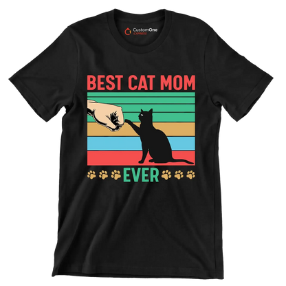 Best cat mom ever - Cat Themed T-Shirt-Black-S-Custom One Express