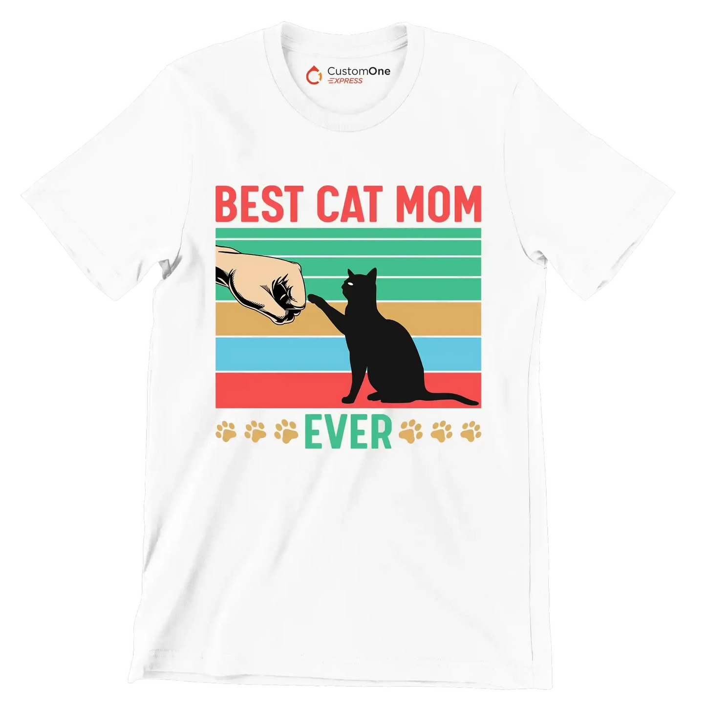 Best cat mom ever - Cat Themed T-Shirt-White-S-Custom One Express